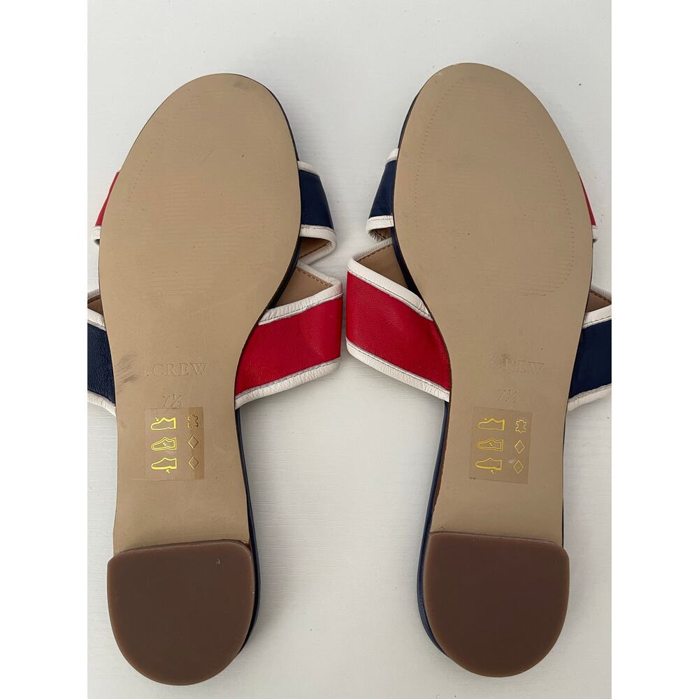 J.Crew Cora Slide Sandals Red White Blue Leather Colorblock Size 7.5 NWOT - Picture 6 of 7